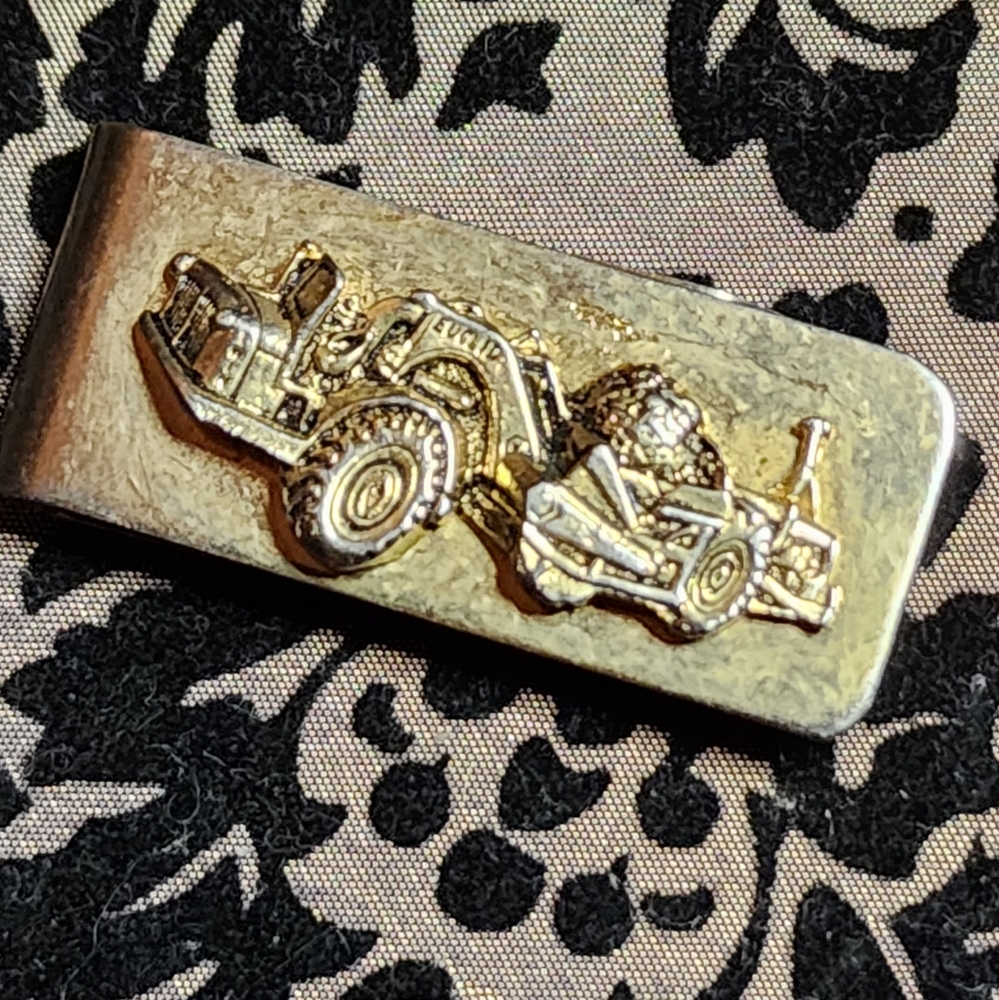 VTGMoney Clip Euclid Scraper Dirt Mover Stainless Steel Wallet Vintage Gold Tone